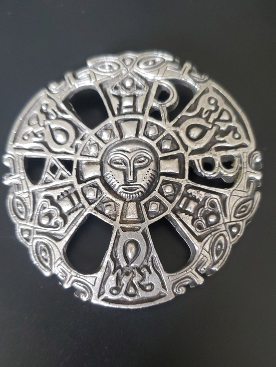 Jewelry - Vintage Medievel Art Silver Sunface Medallion Pendant